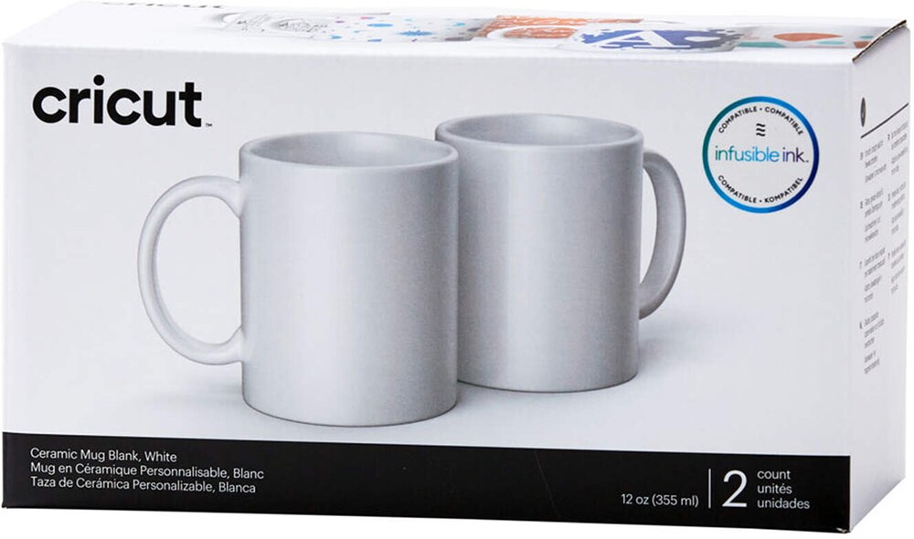 Set cani CRICUT Ceramic Mug Blank, 0.35l, 2 bucati, alb