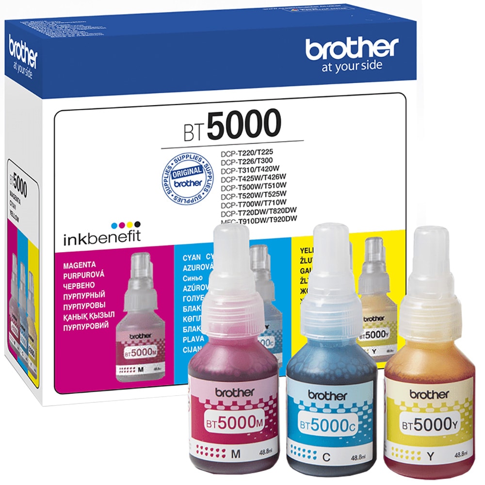 Pachet cerneala originala BROTHER BT5000CLVAL, magenta, cyan, galben