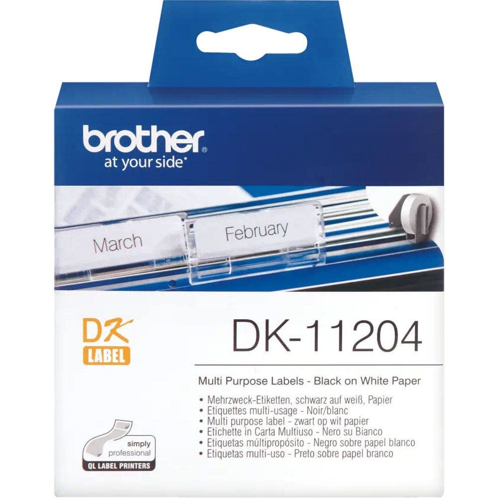 Banda etichete BROTHER DK-11204, 17 x 54 mm, Negru pe Alb