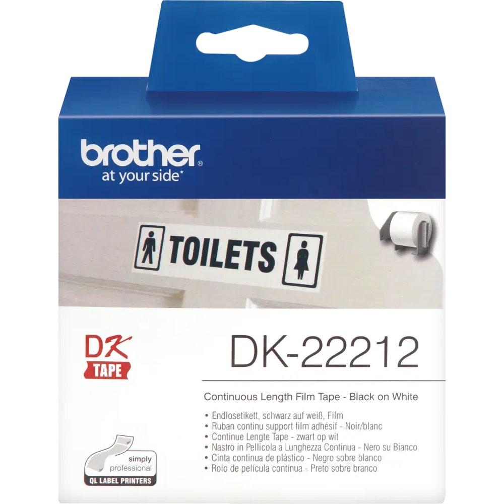 Banda etichete BROTHER DK-22212, 62mm, 15.24m, Negru pe Alb