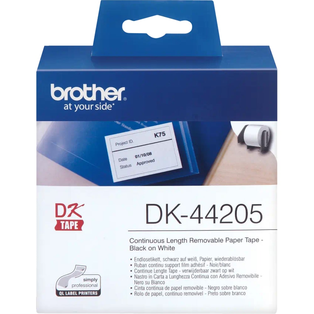 Banda etichete BROTHER DK-44205, 62mm, 30.48m, Negru pe Alb
