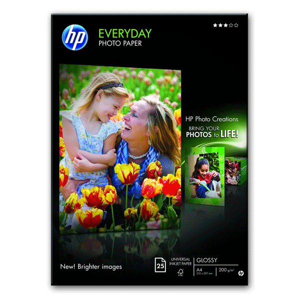 Hartie foto originala HP Everyday Glossy Q5451A, A4, 25 coli