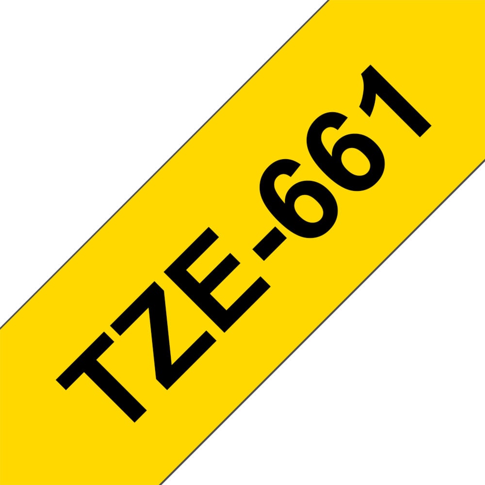 Banda etichete BROTHER TZe-661, 36 mm, 8 m, negru pe galben