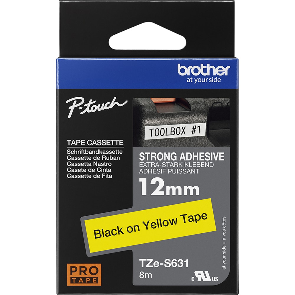 Banda etichete BROTHER TZe-S631, 12 mm, 8 m, Negru pe Galben