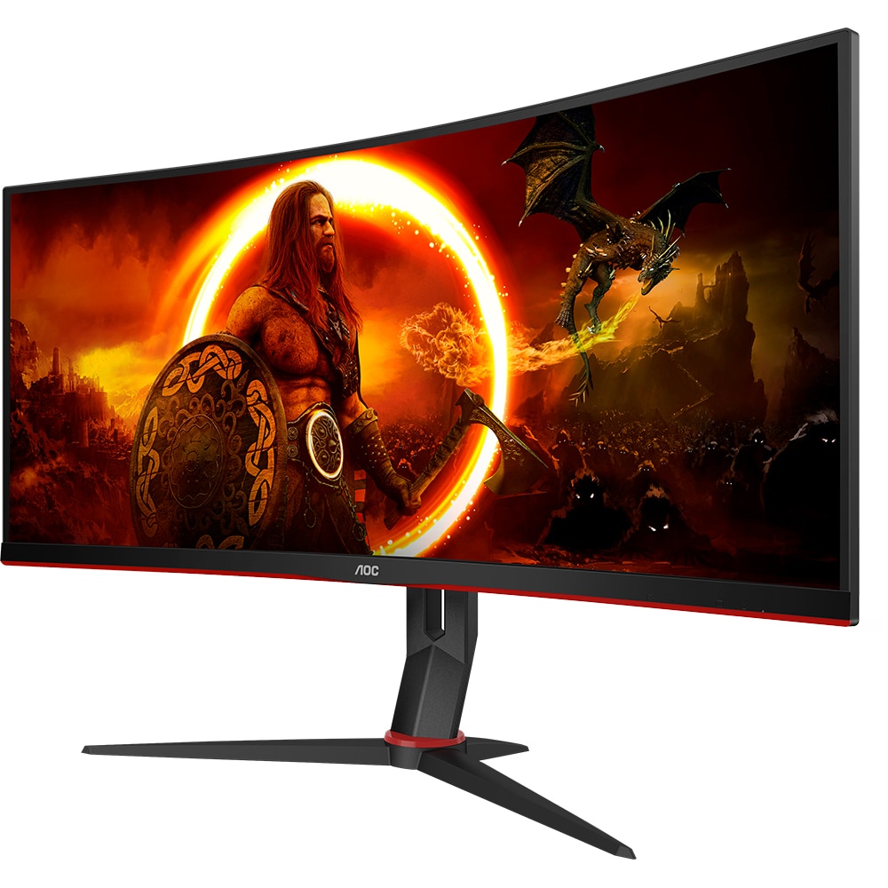 Monitor Gaming curbat LED VA AOC CU34G2XP/BK, 34", WQHD, 180Hz, Adaptive Sync, HDR 400, negru