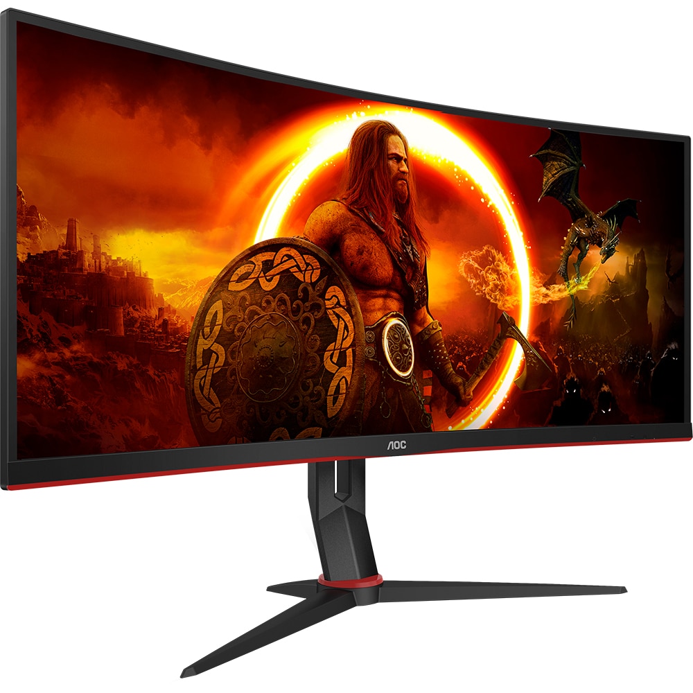 Monitor Gaming curbat LED VA AOC CU34G2XP/BK, 34", WQHD, 180Hz, Adaptive Sync, HDR 400, negru