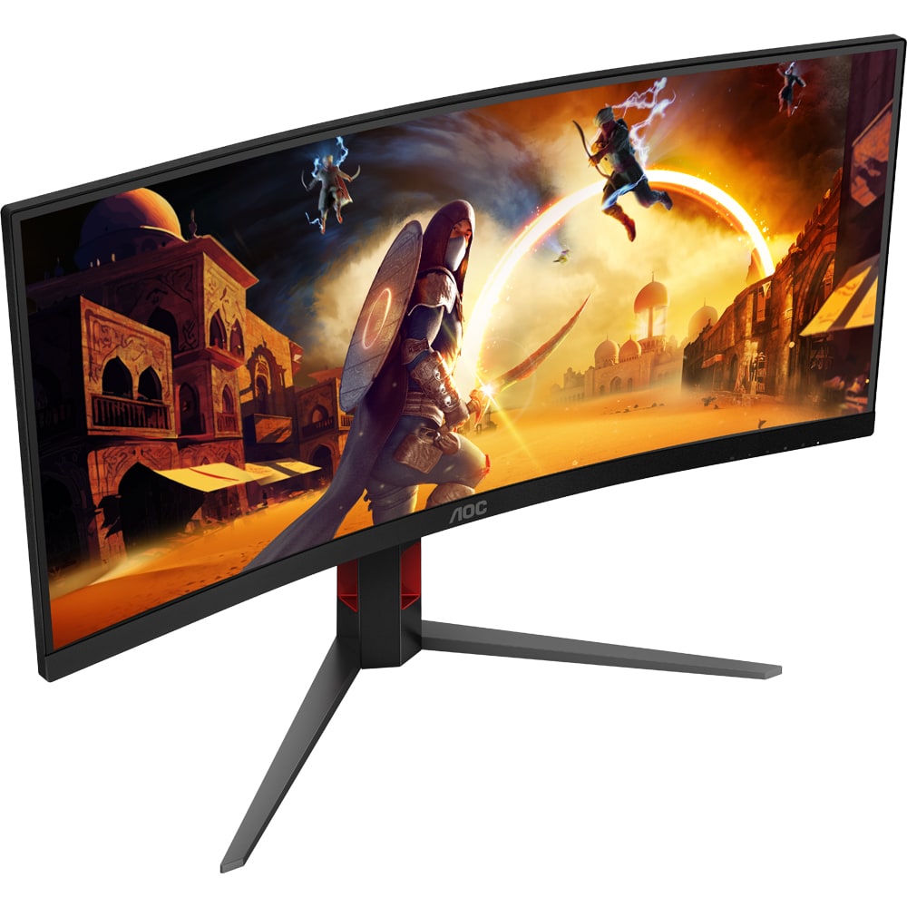 Monitor Gaming Curbat WLED Fast VA AOC CU34G4, 34", WQHD, 180Hz, Adaptive Sync, HDR 10, negru 