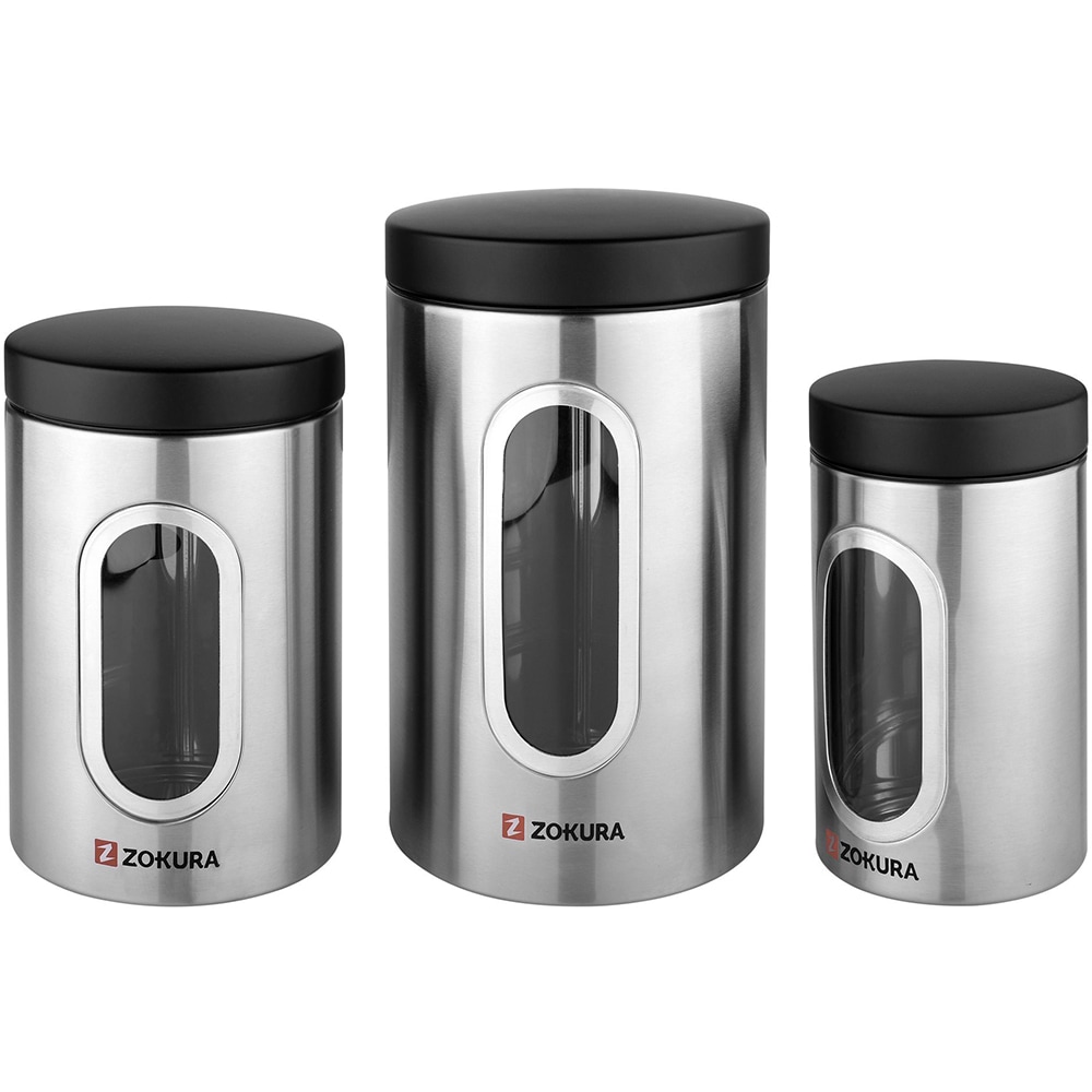 Set recipient depozitare ZOKURA Z1233, 3 piese, inox, argintiu