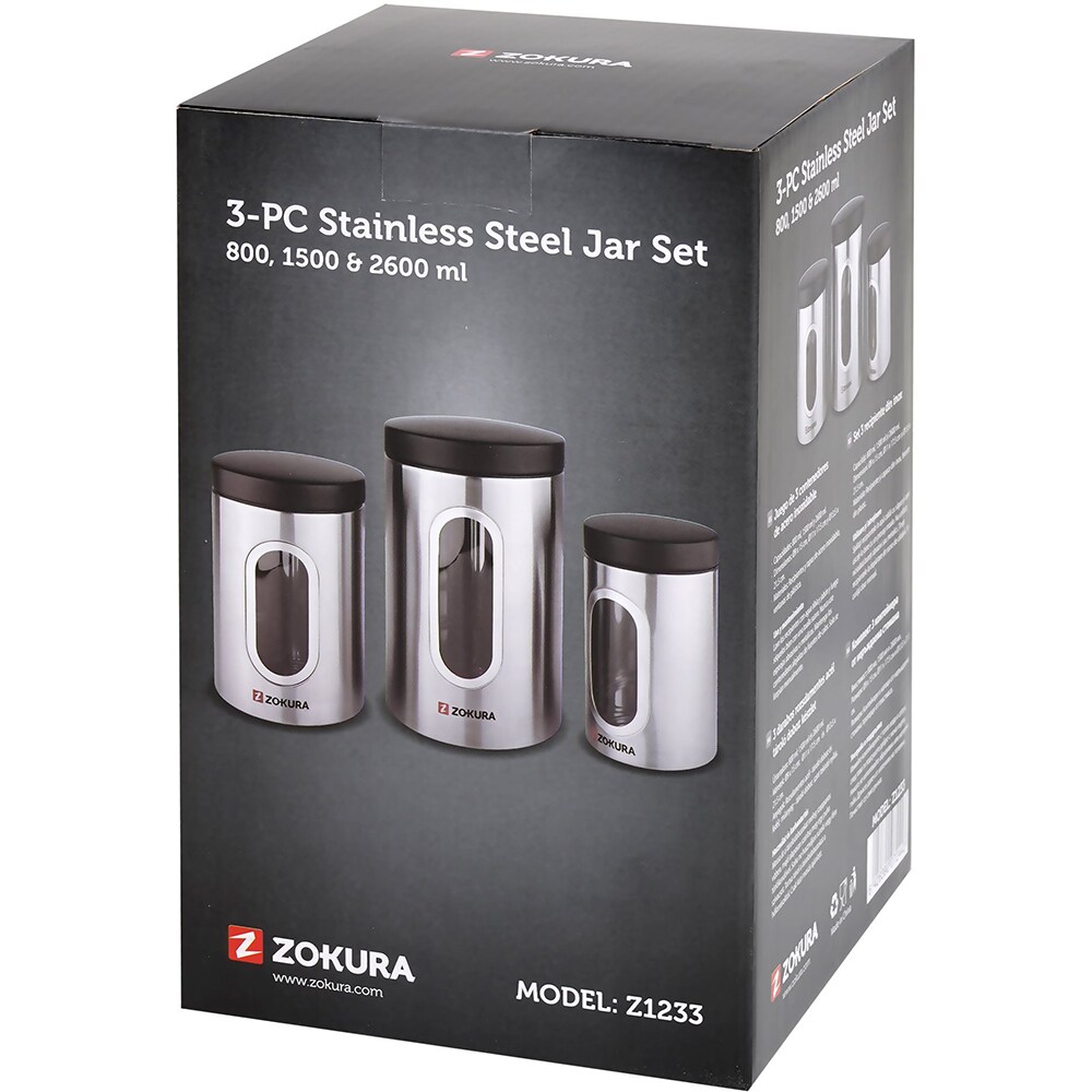 Set recipient depozitare ZOKURA Z1233, 3 piese, inox, argintiu
