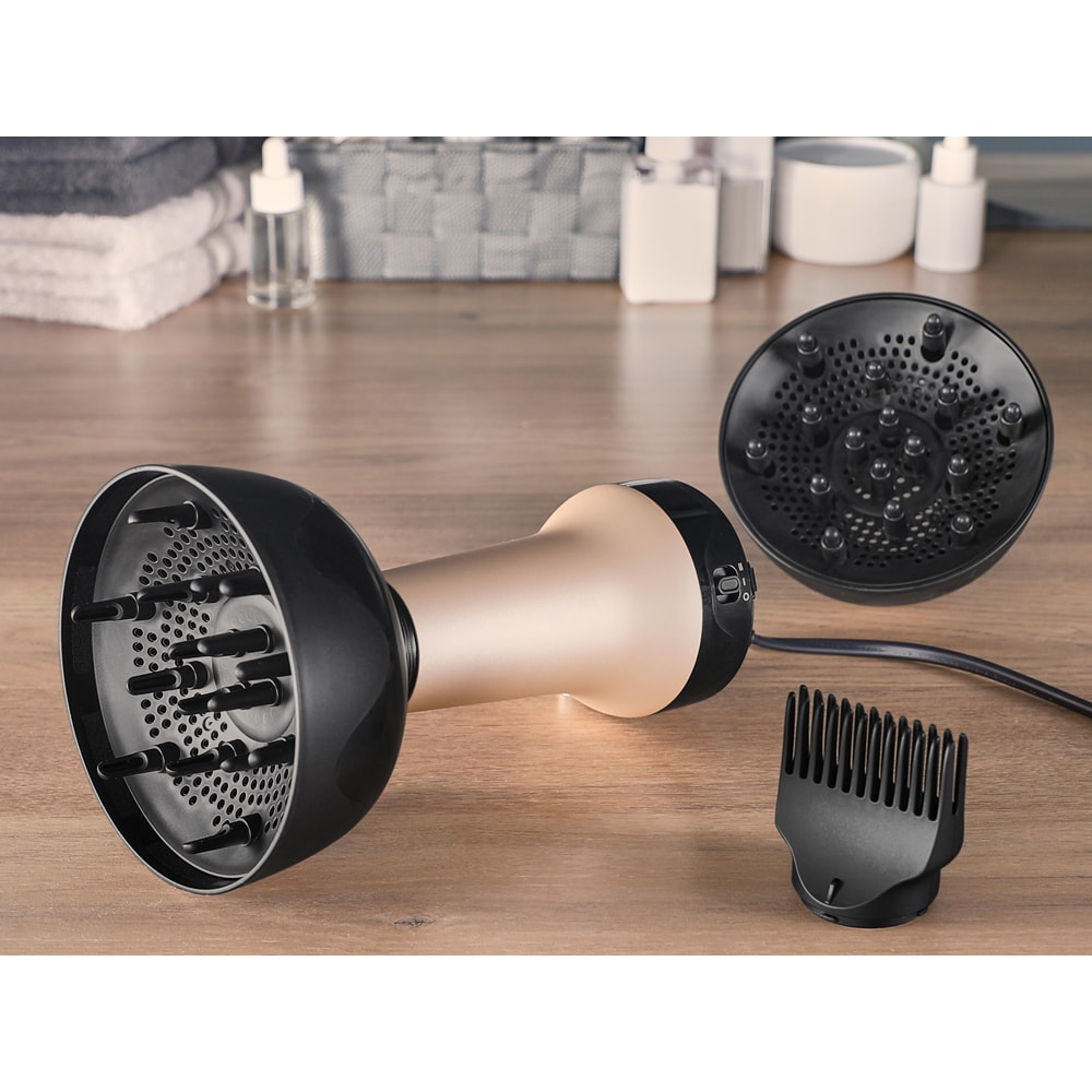 Uscator de par ROWENTA Curl Harmony 3 in 1 CV7D30E0, 700W, 2 viteze, 2 trepte temperatura, auriu