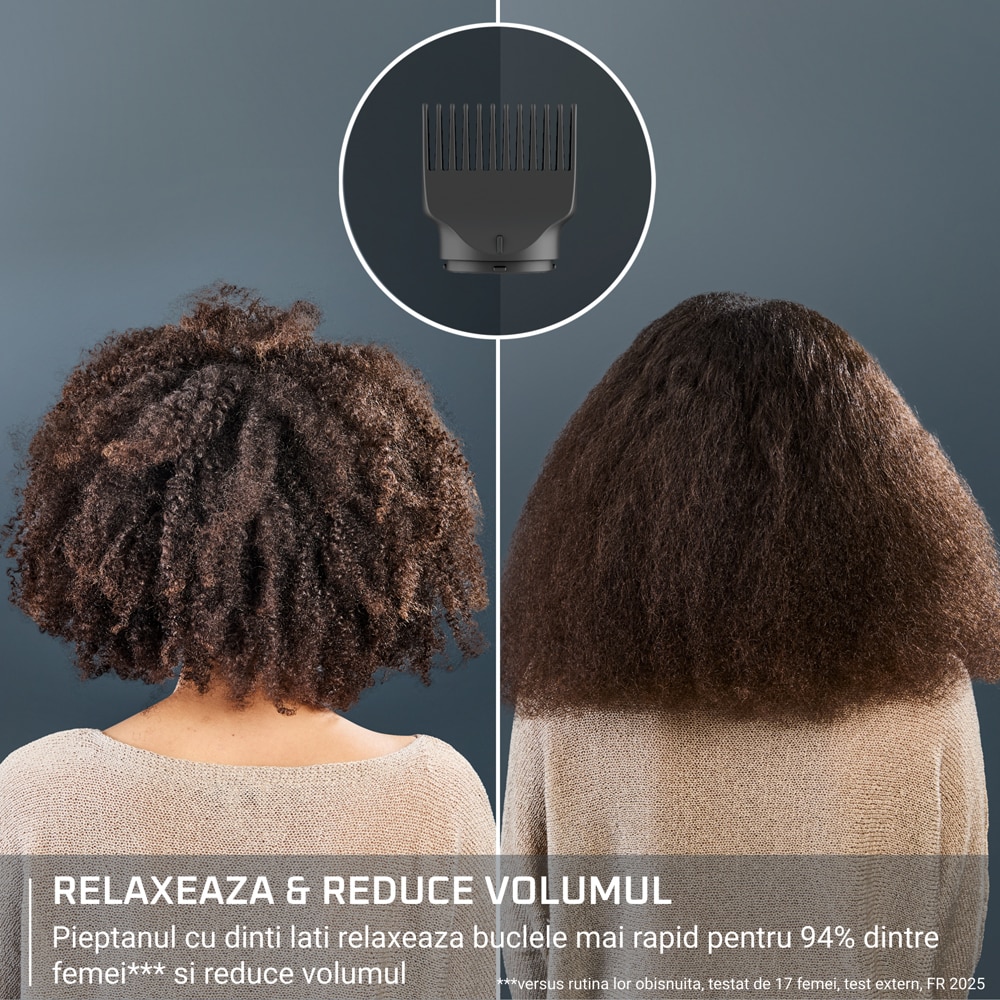 Uscator de par ROWENTA Curl Harmony 3 in 1 CV7D30E0, 700W, 2 viteze, 2 trepte temperatura, auriu