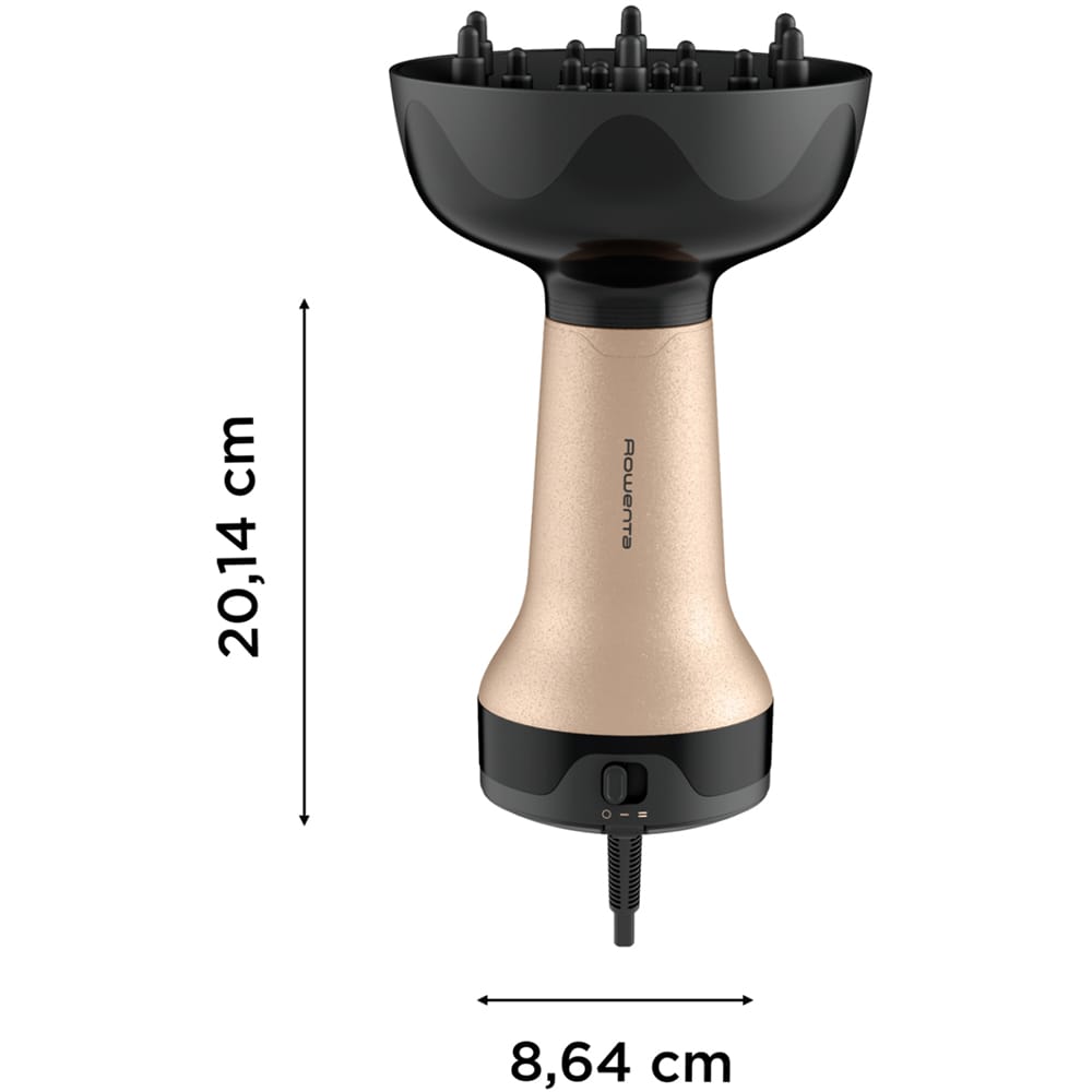 Uscator de par ROWENTA Curl Harmony 3 in 1 CV7D30E0, 700W, 2 viteze, 2 trepte temperatura, auriu