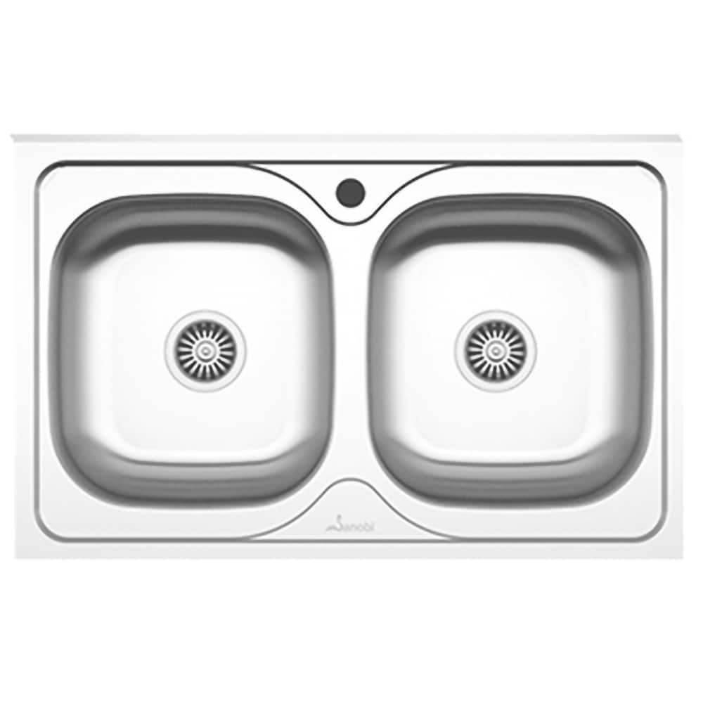 Chiuveta bucatarie SANOBI 1002 MM, 2 cuve, inox, argintiu
