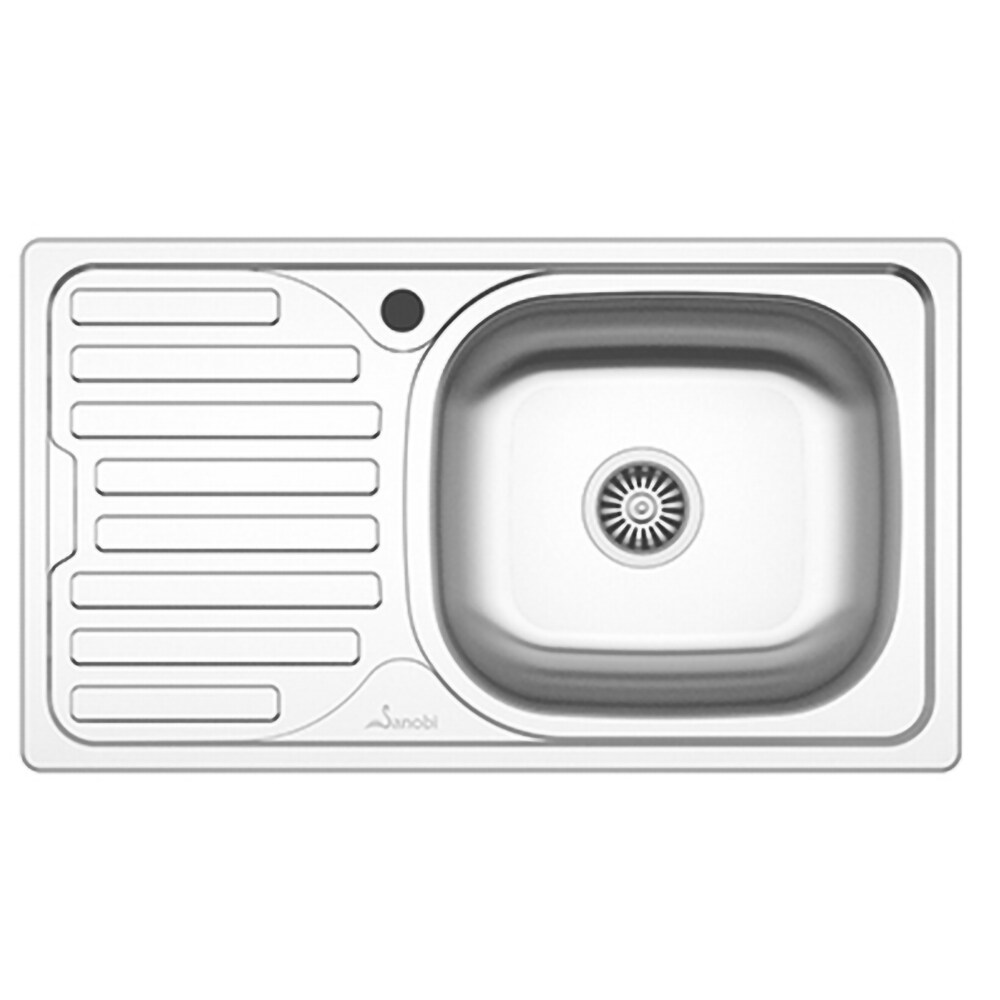 Chiuveta bucatarie SANOBI 2101 BDL, 1 cuva, picurator stanga, inox, argintiu