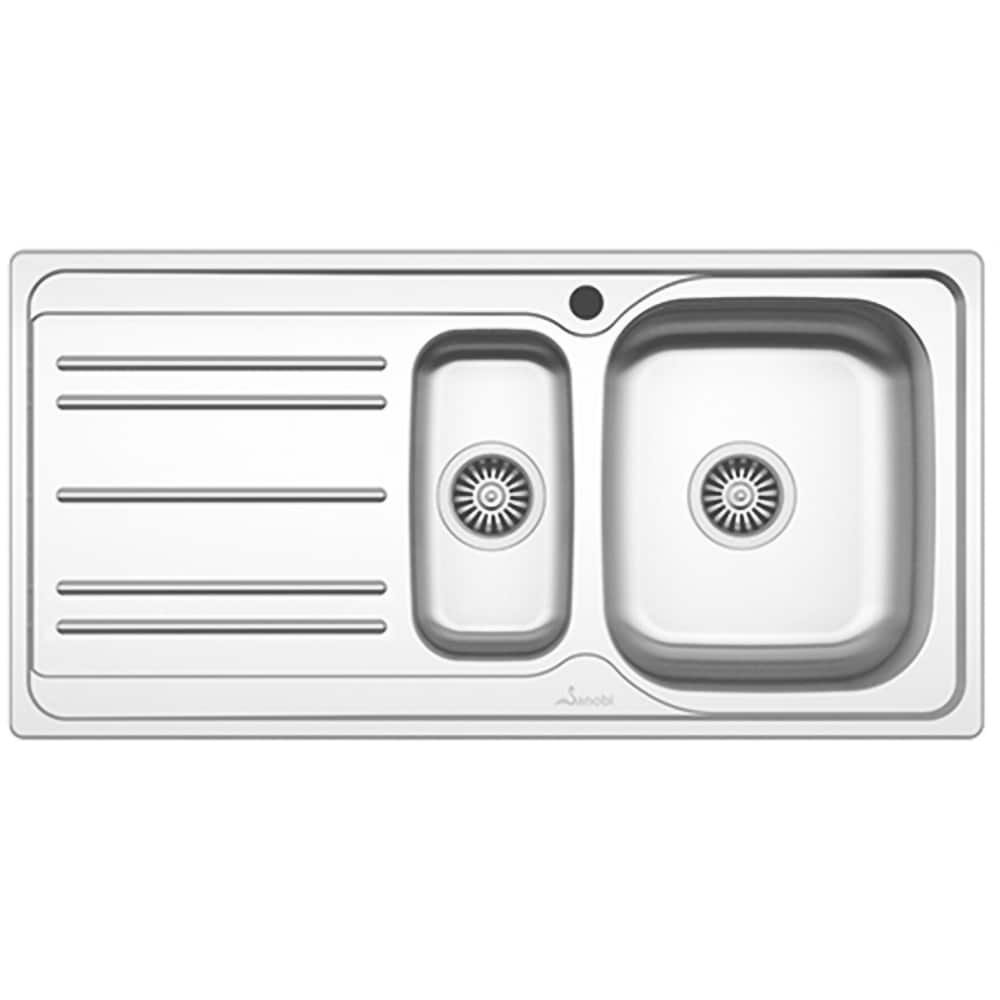 Chiuveta bucatarie SANOBI 2511 B1-1/2DL, 1 1/2 cuve cuve, picurator stanga, inox, argintiu