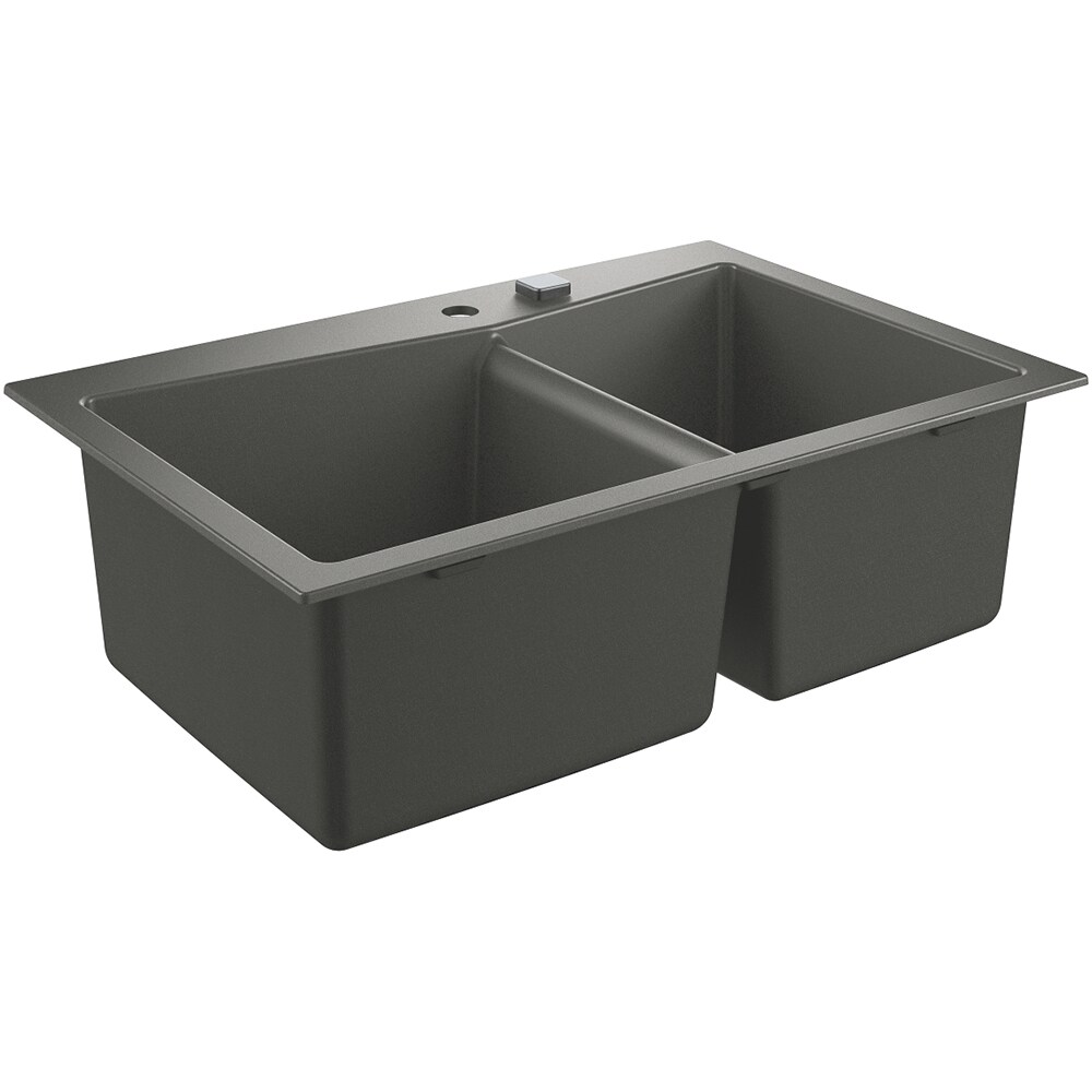 Chiuveta bucatarie GROHE K700 31657AT0, 2 cuve, montare dreapta, compozit quartz, antracit