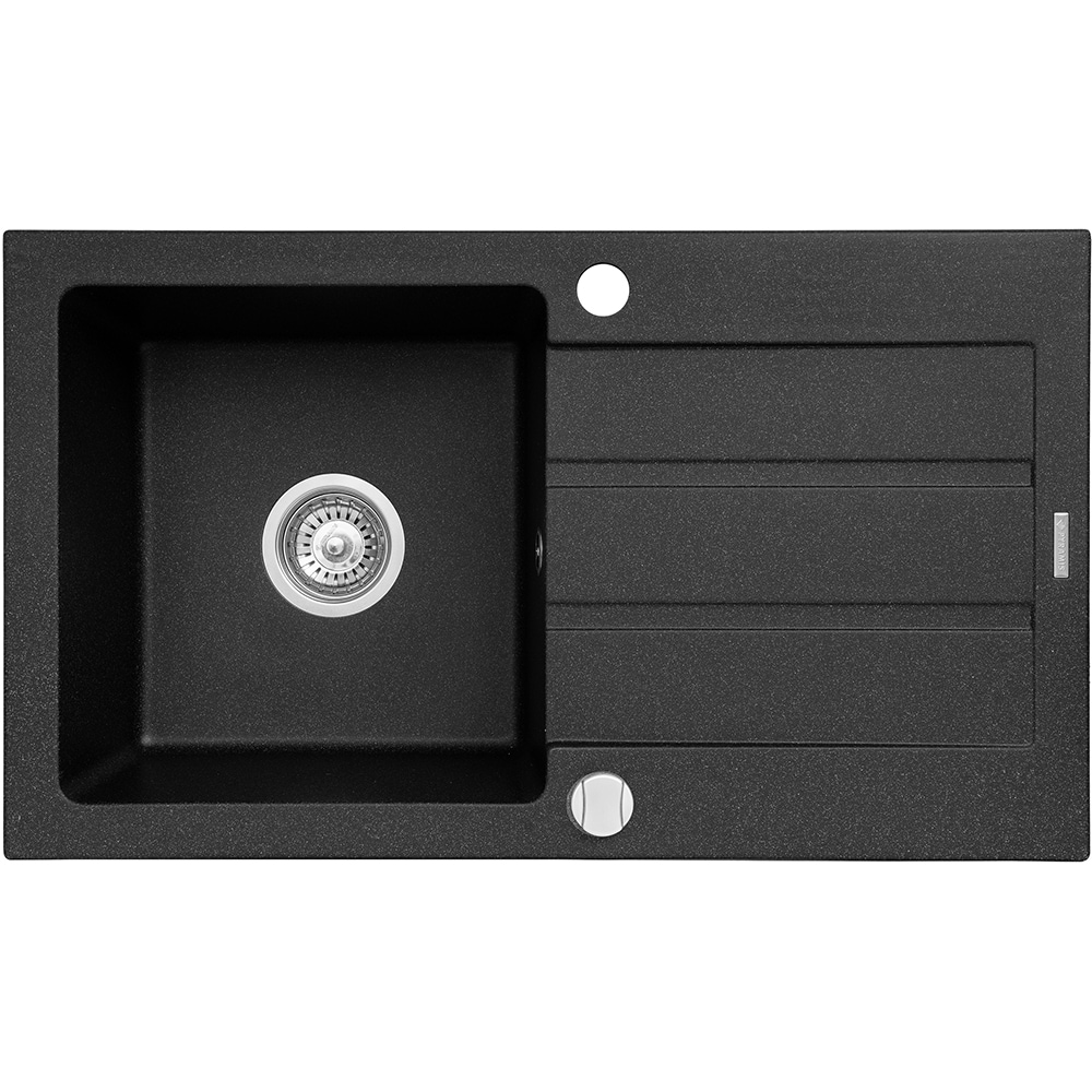Pachet chiuveta PYRAMIS Altexia Aniversare 76, 1 cuva, picurator reversibil, compozit granit + baterie, negru