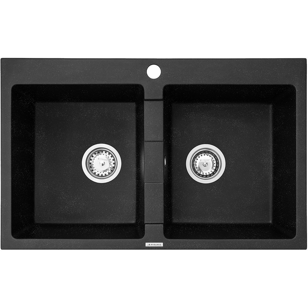 Pachet chiuveta PYRAMIS Altexia Aniversare Smartbowls, 2 cuve, compozit granit + baterie, negru