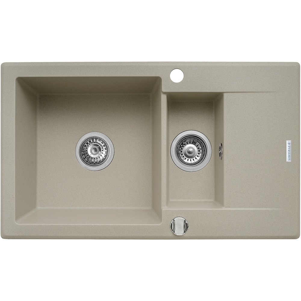 Pachet chiuveta PYRAMIS Altexia Smart, 1 1/2 cuve, picurator reversibil, compozit granit + baterie, bej