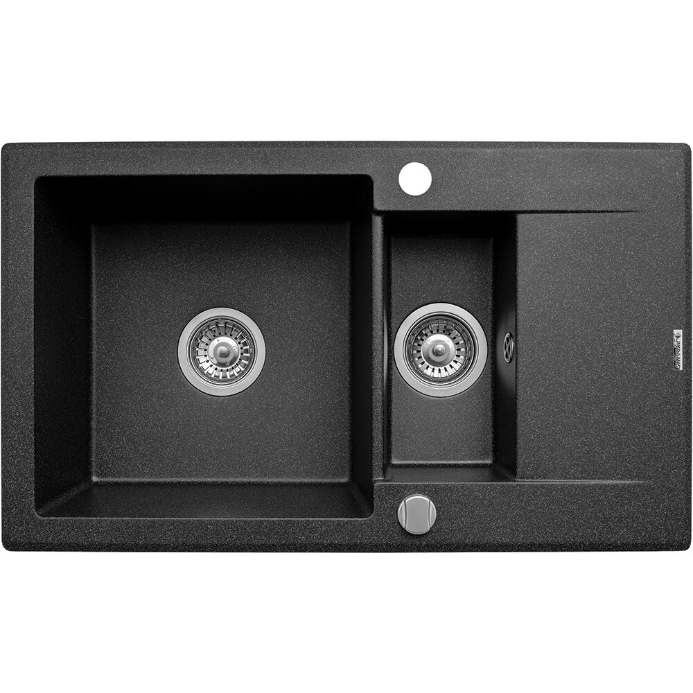 Pachet chiuveta PYRAMIS Altexia Smart, 1 1/2 cuve, picurator reversibil, compozit granit + baterie, negru