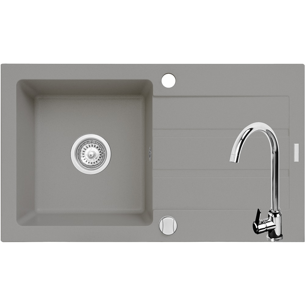 Pachet chiuveta PYRAMIS Altexia Smart Duo, 1 cuva, picurator reversibil, compozit granit + baterie, gri