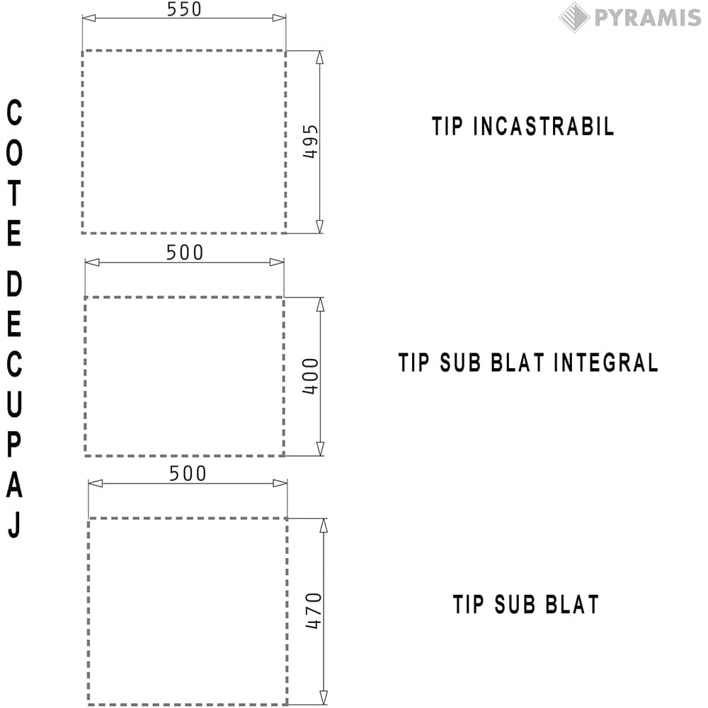 Chiuveta bucatarie PYRAMIS Altexia Square 57, 1 cuva, compozit granit, gri