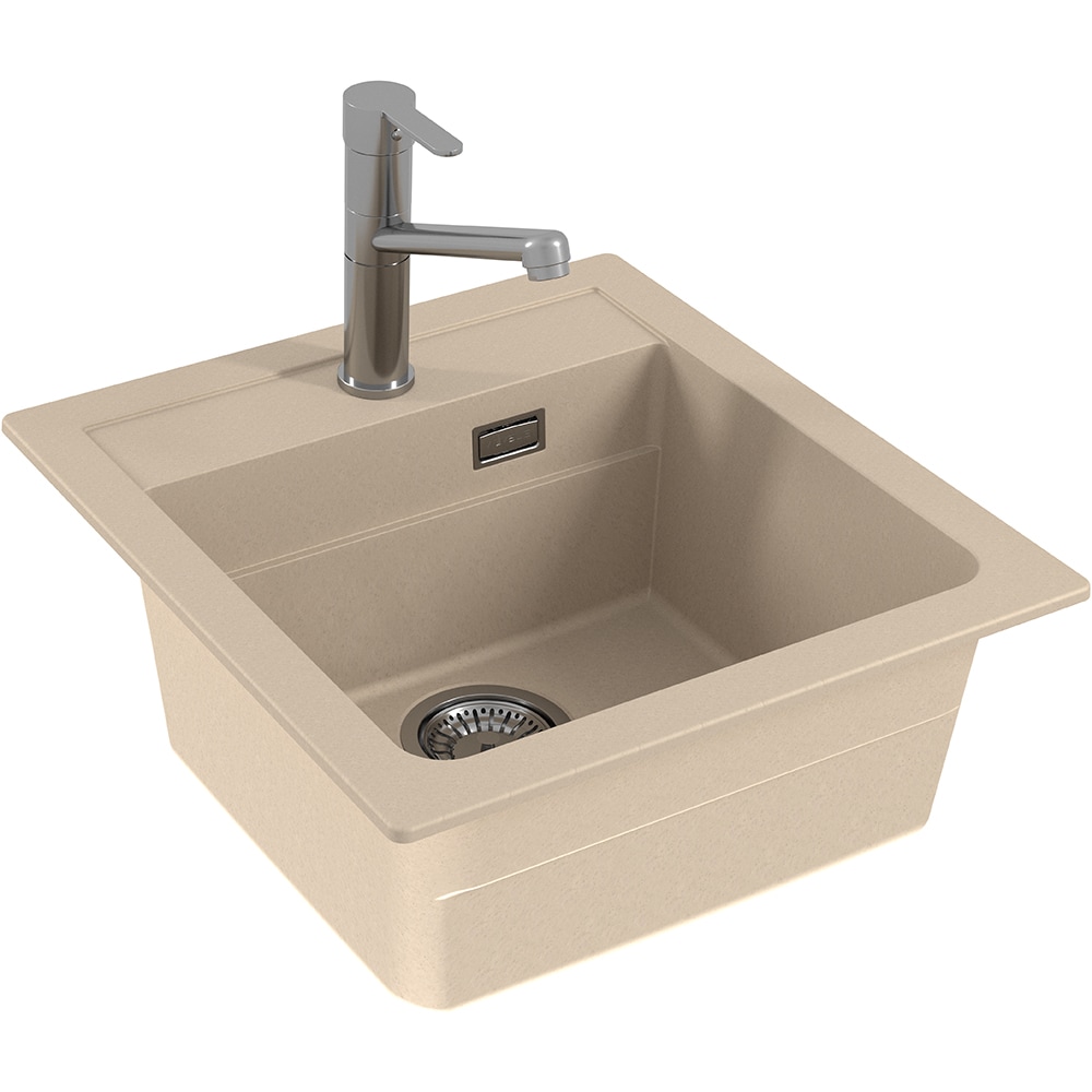 Pachet chiuveta ALVEUS Atrox 20 G22, 1 cuva, compozit granit + baterie Kati G22, crem