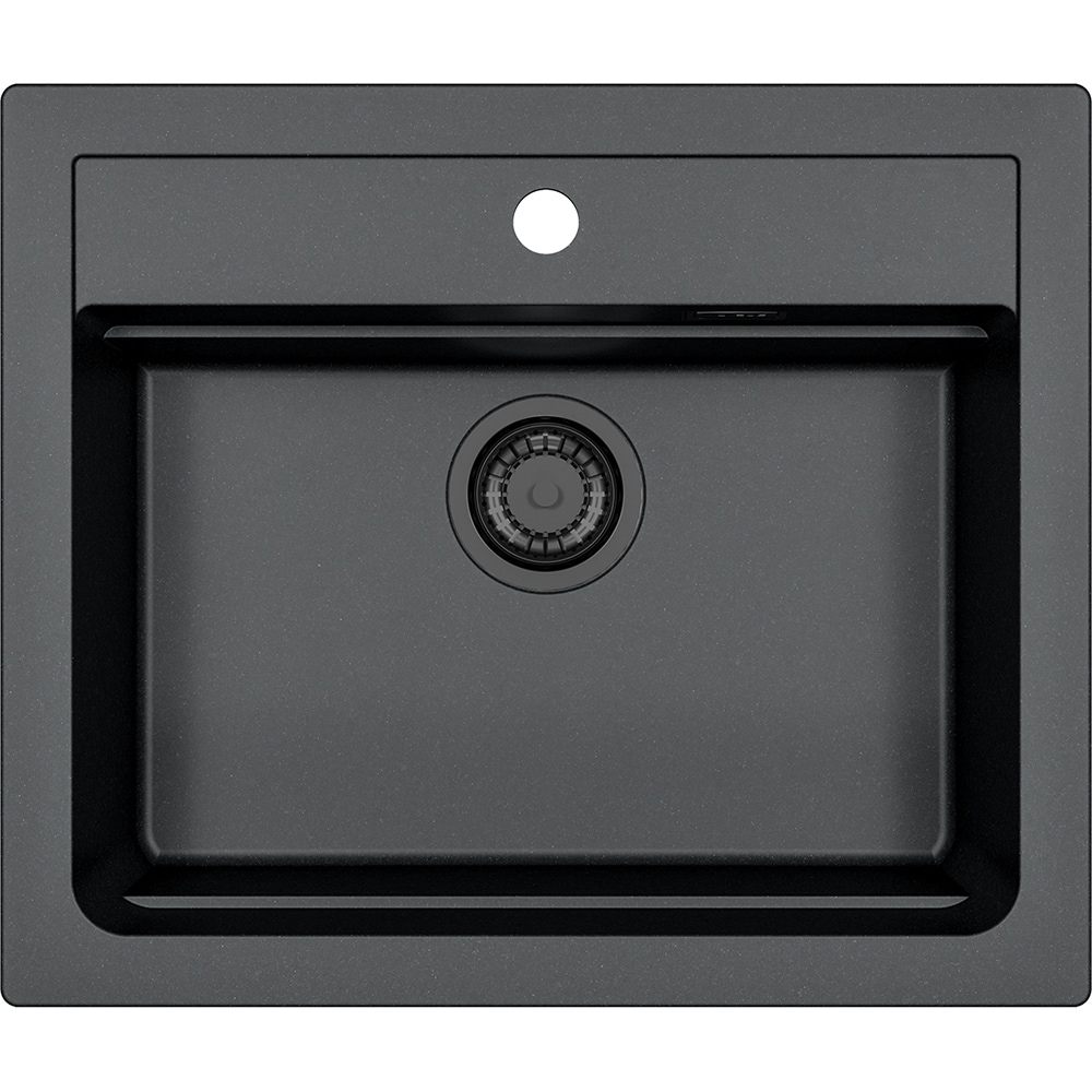 Pachet chiuveta ALVEUS Atrox 30 G91, 1 cuva, compozit granit + baterie Flexa F + accesorii, negru