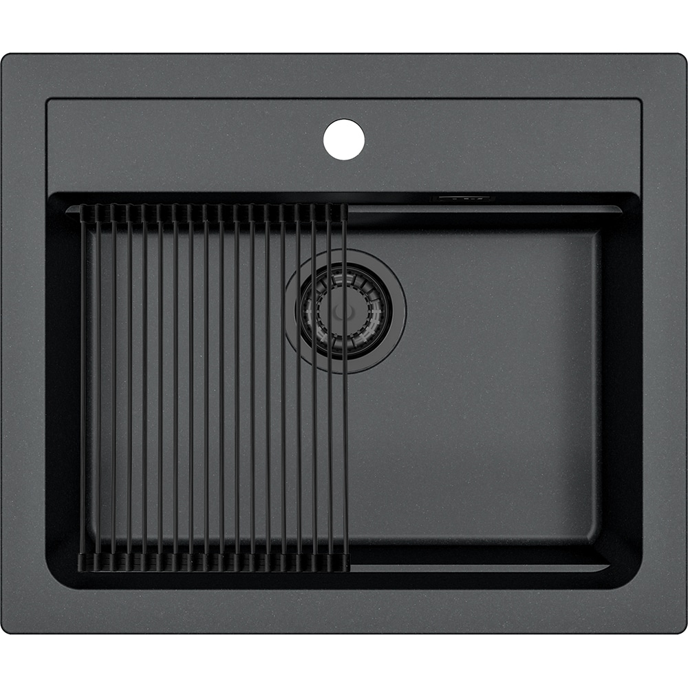 Pachet chiuveta ALVEUS Atrox 30 G91, 1 cuva, compozit granit + baterie Flexa F + accesorii, negru
