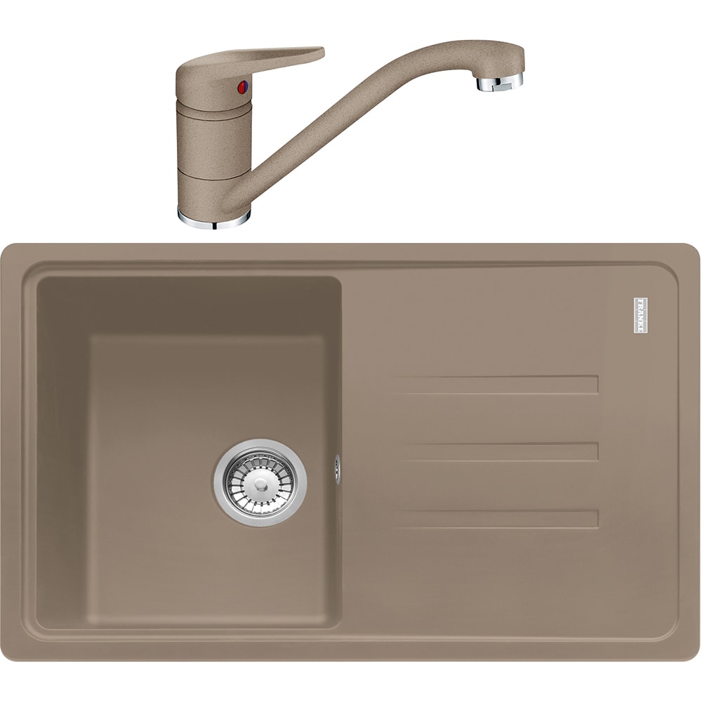 Pachet chiuveta FRANKE BSG 611-78, 1 cuva, picurator reversibil, compozit granit + baterie Novara Plus, maro
