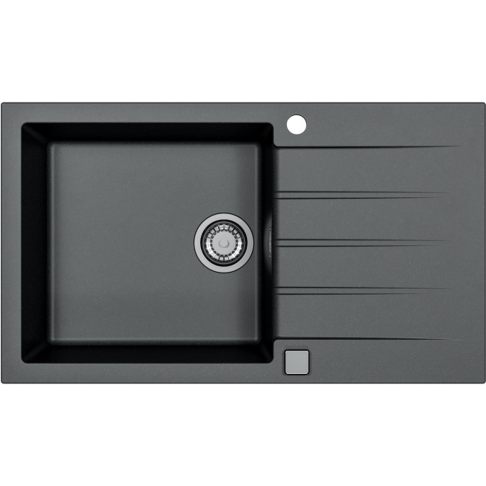 Pachet chiuveta ALVEUS Cadit 40 G91, 1 cuva, picurator reversibil, compozit granit + baterie Primrose G91, negru