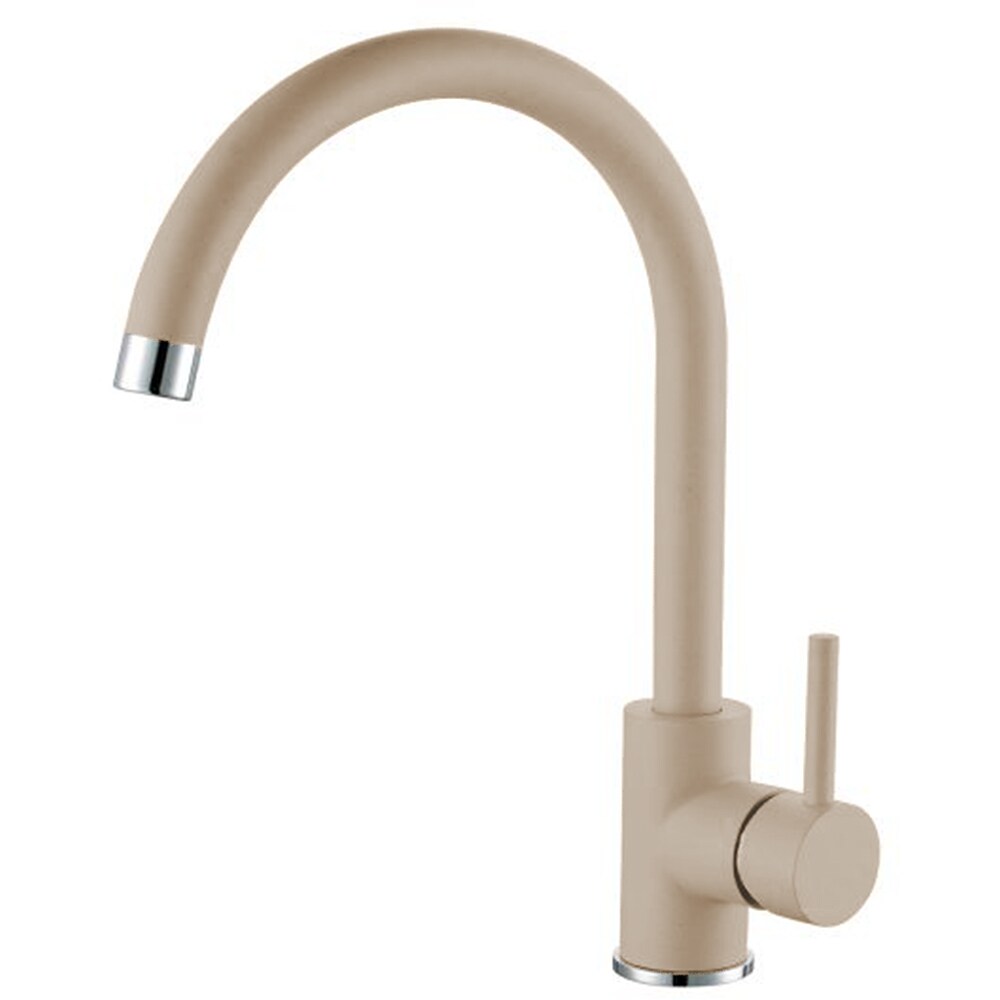 Pachet chiuveta ALVEUS Cadit 40, 1 cuva, picurator reversibil, compozit granit + baterie Kati G22, crem