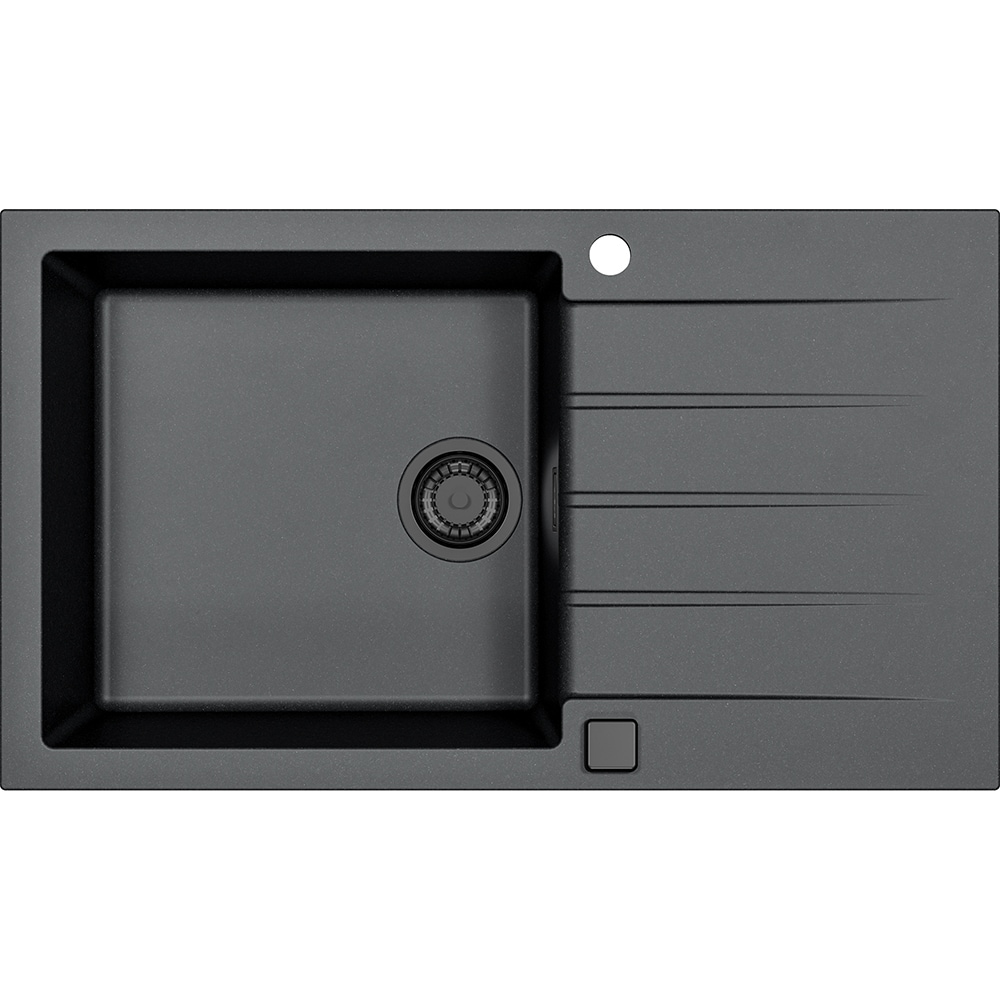 Pachet chiuveta ALVEUS Cadit 40 G91, 1 cuva, picurator reversibil, compozit granit + baterie Flexa F + accesorii, negru