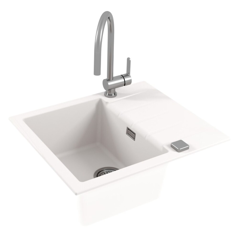 Chiuveta bucatarie ALVEUS Cadit 10 G11, 1 cuva, picurator reversibil, compozit granit, alb