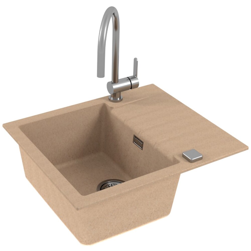 Chiuveta bucatarie ALVEUS Cadit 10 G55, 1 cuva, picurator reversibil, compozit granit, bej