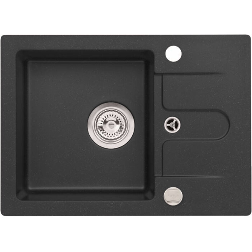Pachet chiuveta ALVEUS Cancan 30 G91, 1 cuva, picurator reversibil, compozit granit + baterie Flexa G91, negru