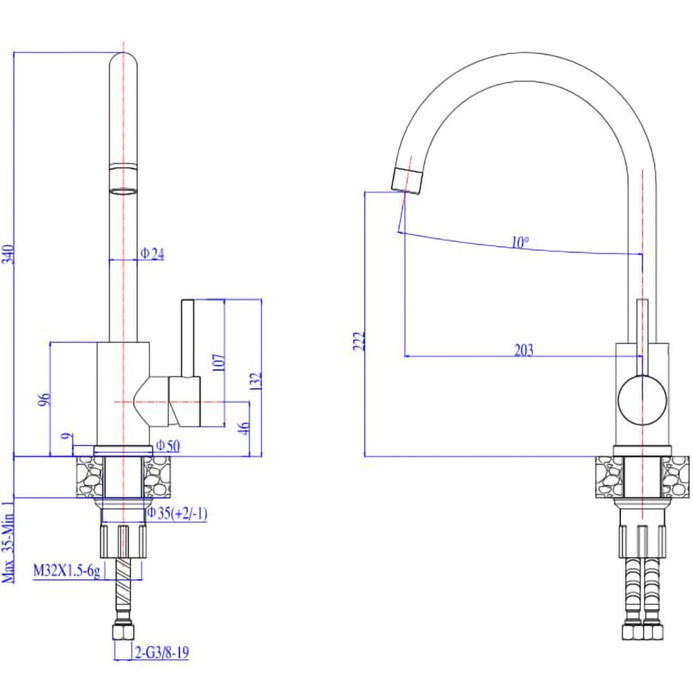 Pachet chiuveta ALVEUS Formic 20, 1 cuva, compozit granit + Baterie Kati G91, negru