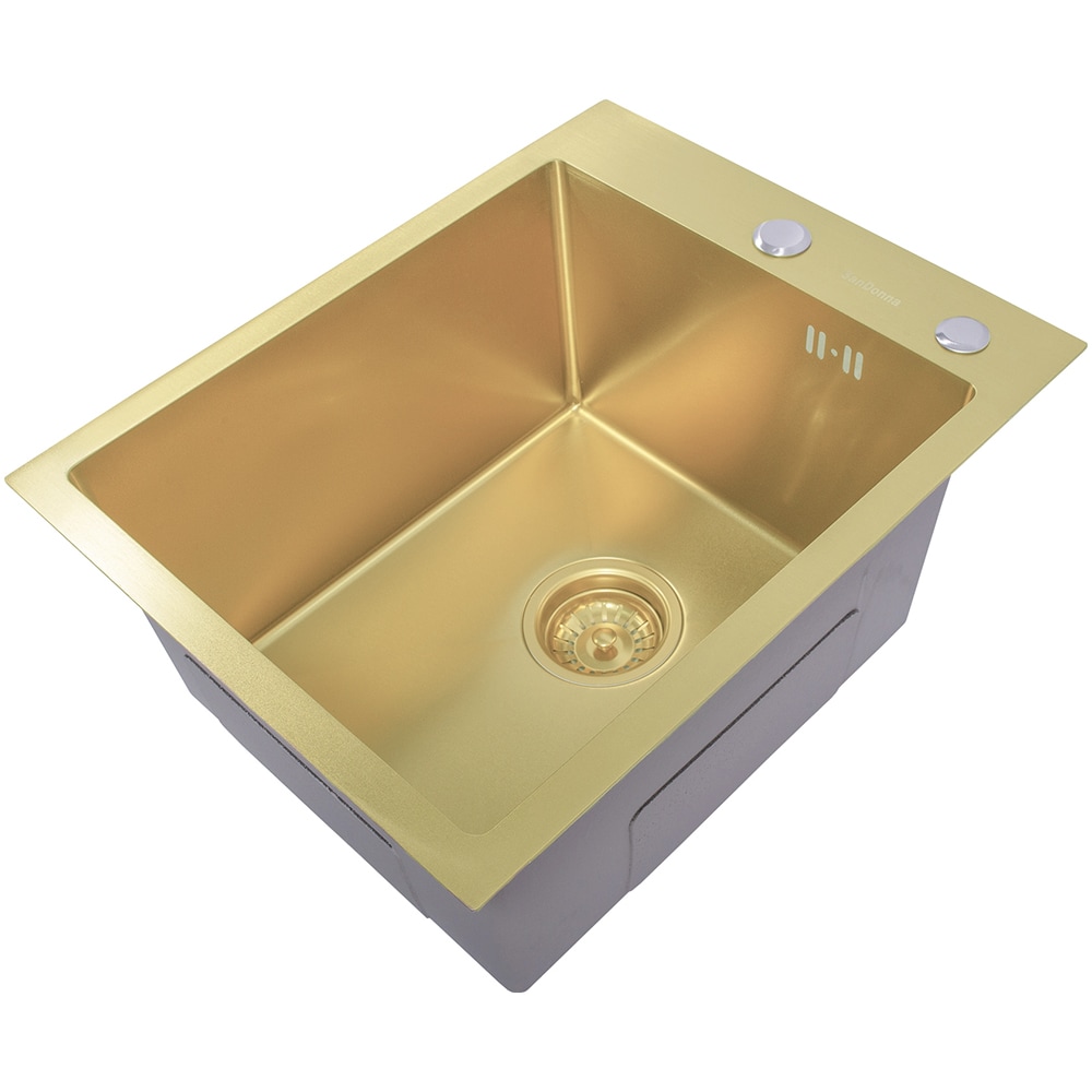 Pachet chiuveta bucatarie SANDONNA HD4050, 1 cuva, inox + picurator + dozator sapun, auriu