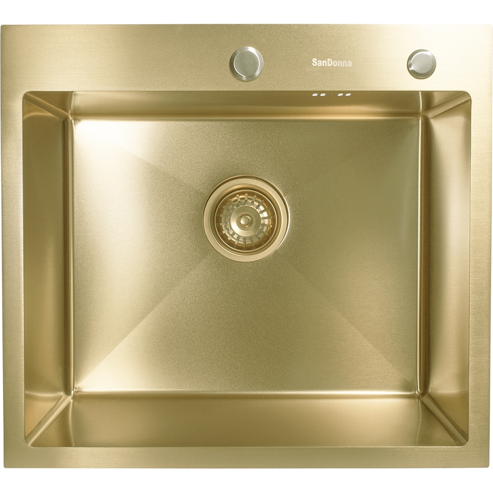 Pachet chiuveta bucatarie SANDONNA HD5550, 1 cuva, inox + picurator + dozator sapun, auriu