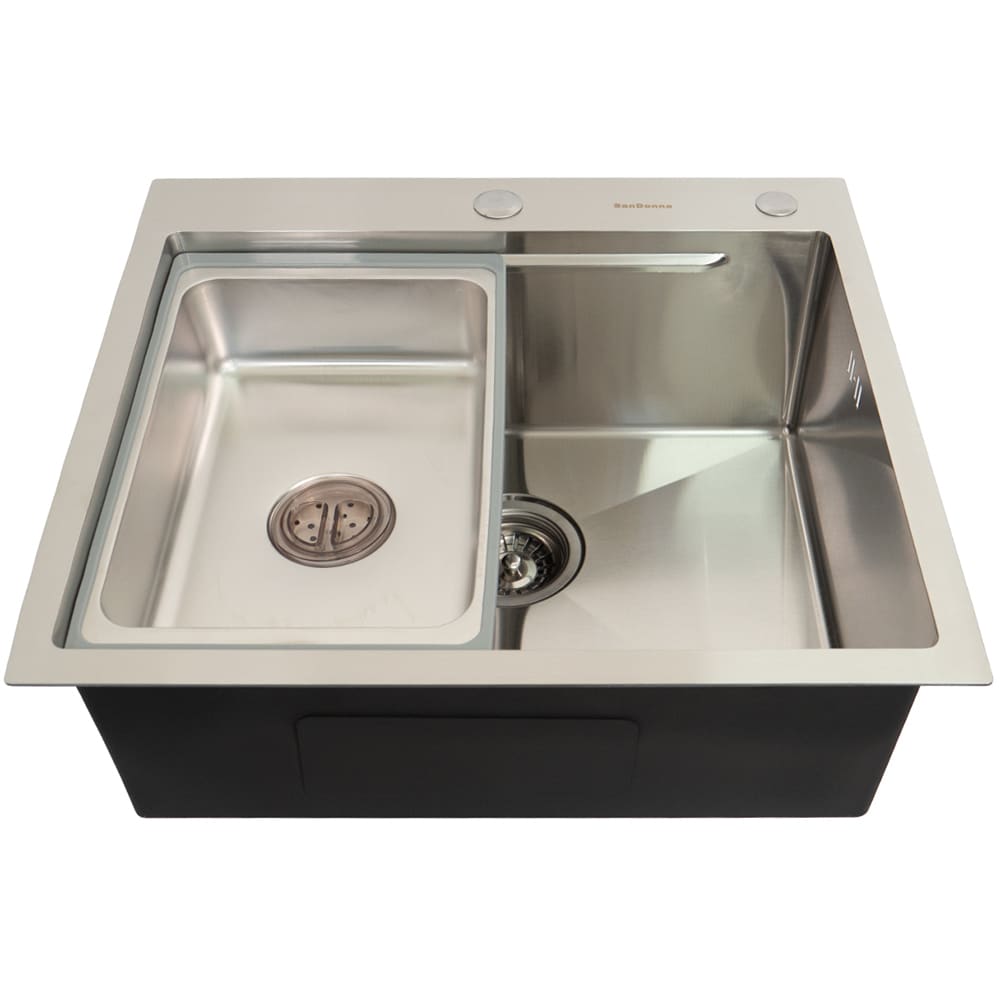 Pachet chiuveta bucatarie SANDONNA HD5550, 1 cuva, inox + picurator + dozator sapun, gri