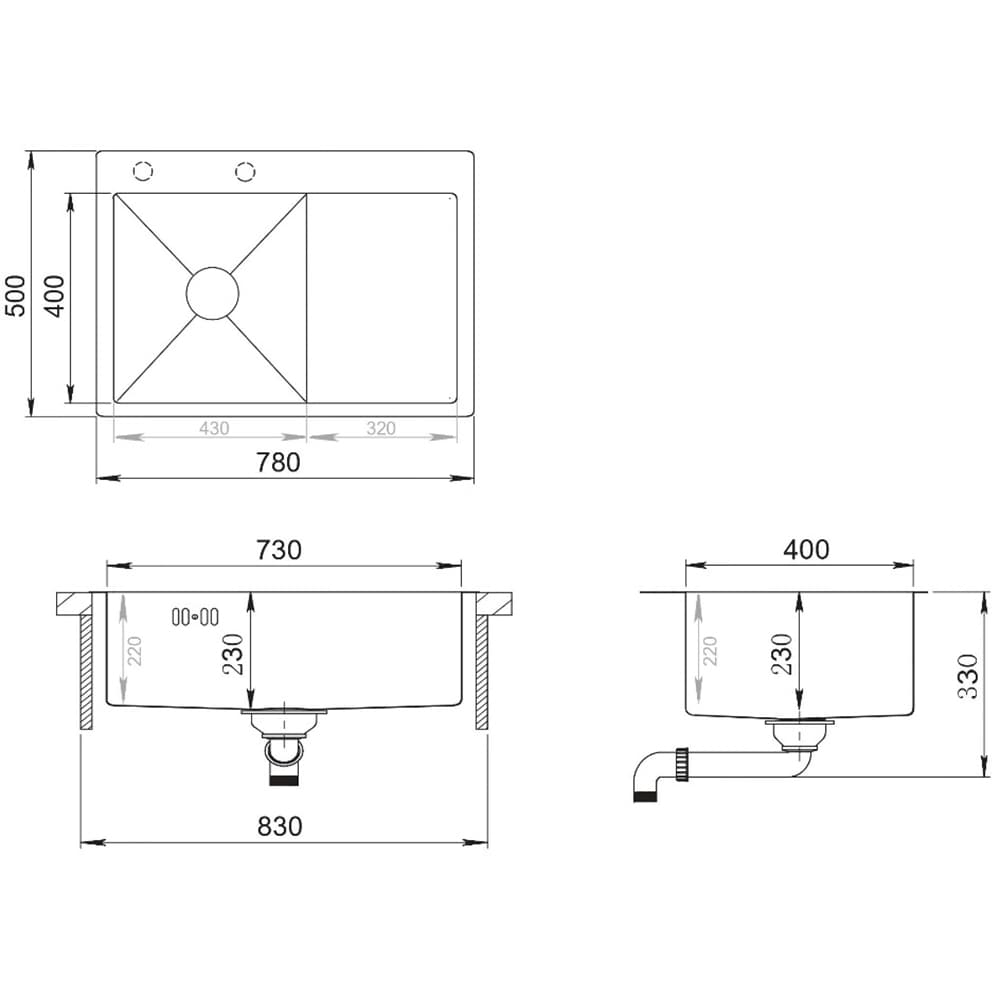 Pachet chiuveta bucatarie SANDONNA HD7850, 1 cuva, inox + picurator + dozator sapun, gri