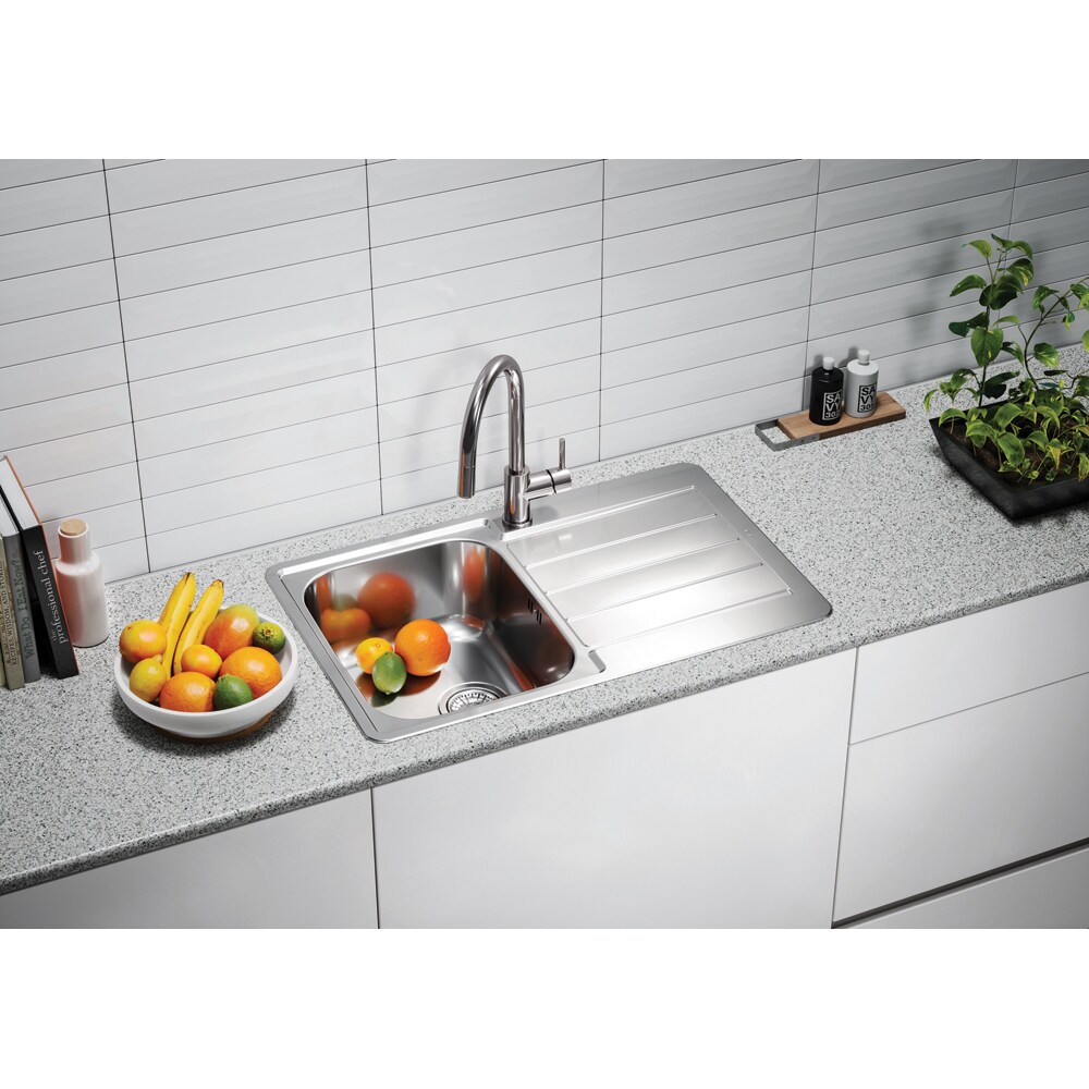 Chiuveta bucatarie ALVEUS Line 80 Max Satin, 1 cuva, inox, argintiu