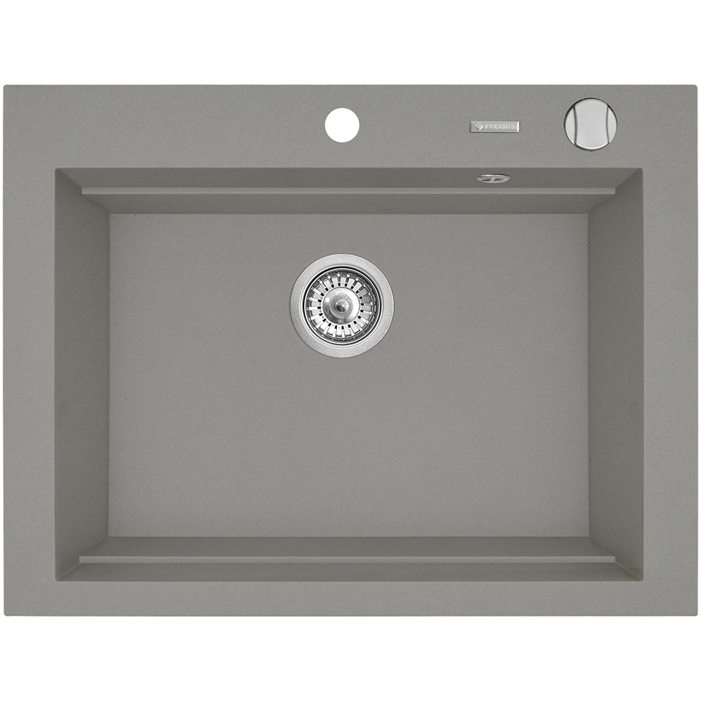 Pachet chiuveta PYRAMIS Altexia Modern Square 67, compozit granit + baterie, gri