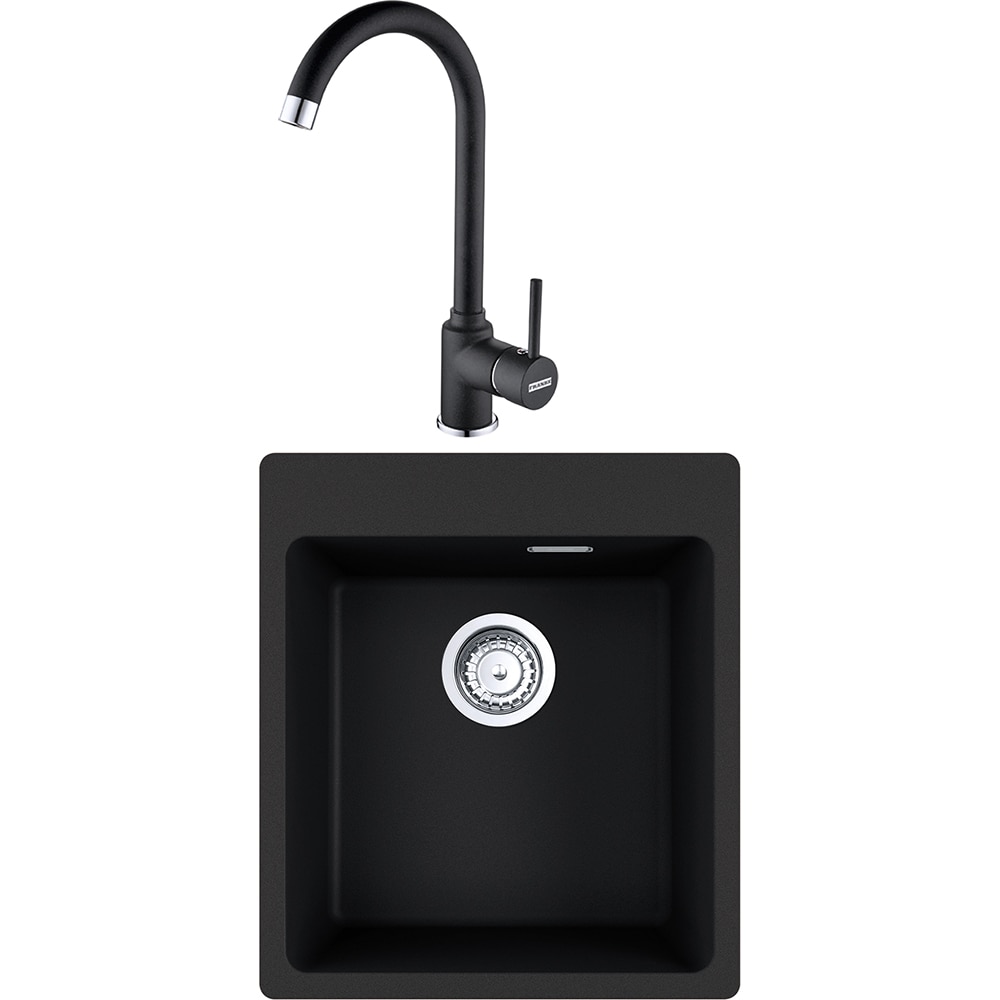 Pachet chiuveta FRANKE MRG 610-39, 1 cuva, compozit granit + baterie Pola, negru