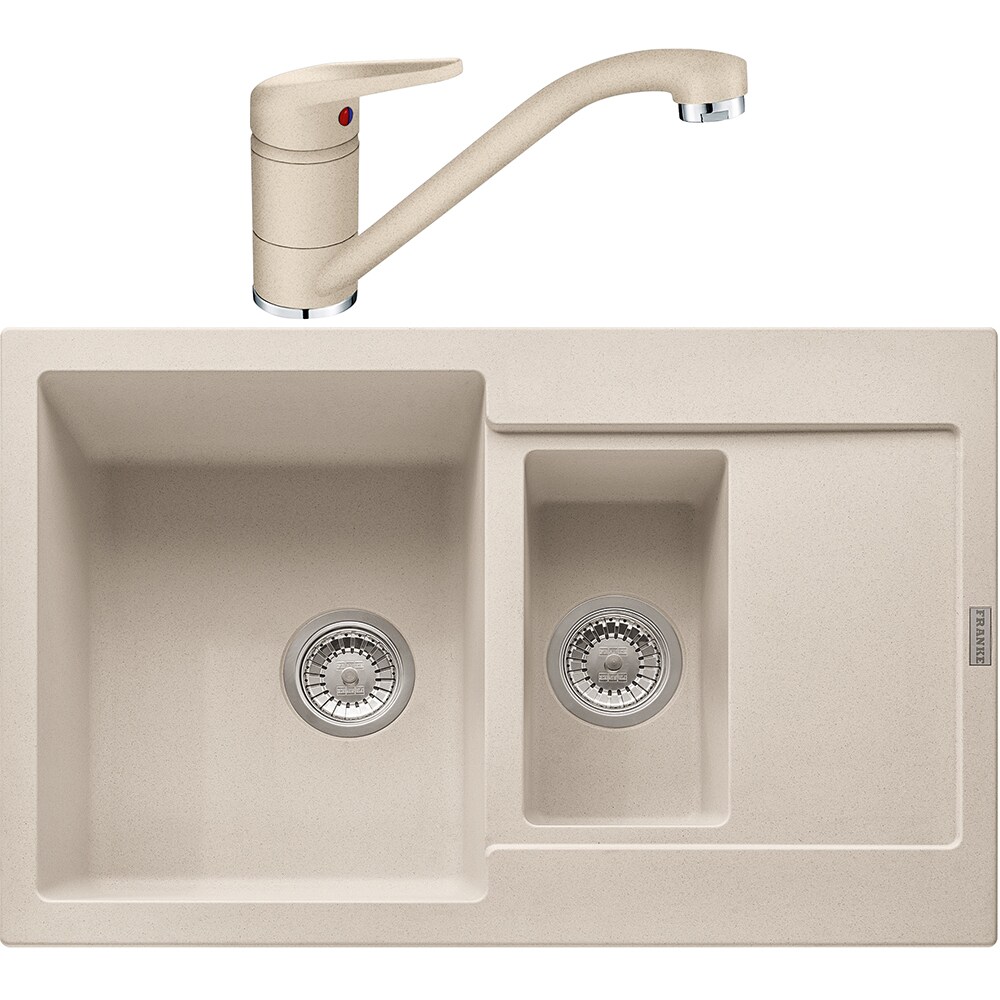 Pachet chiuveta FRANKE MRG 651-78, 1 1/2 cuve, picurator reversibil, compozit granit + baterie Novara Plus, avena