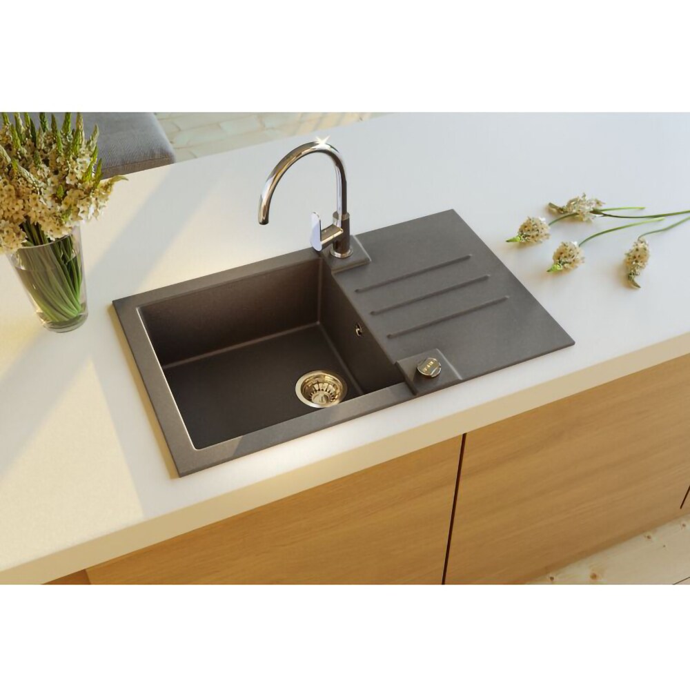 Chiuveta bucatarie ALVEUS Rock 130 G91, 1 cuva, compozit granit, negru