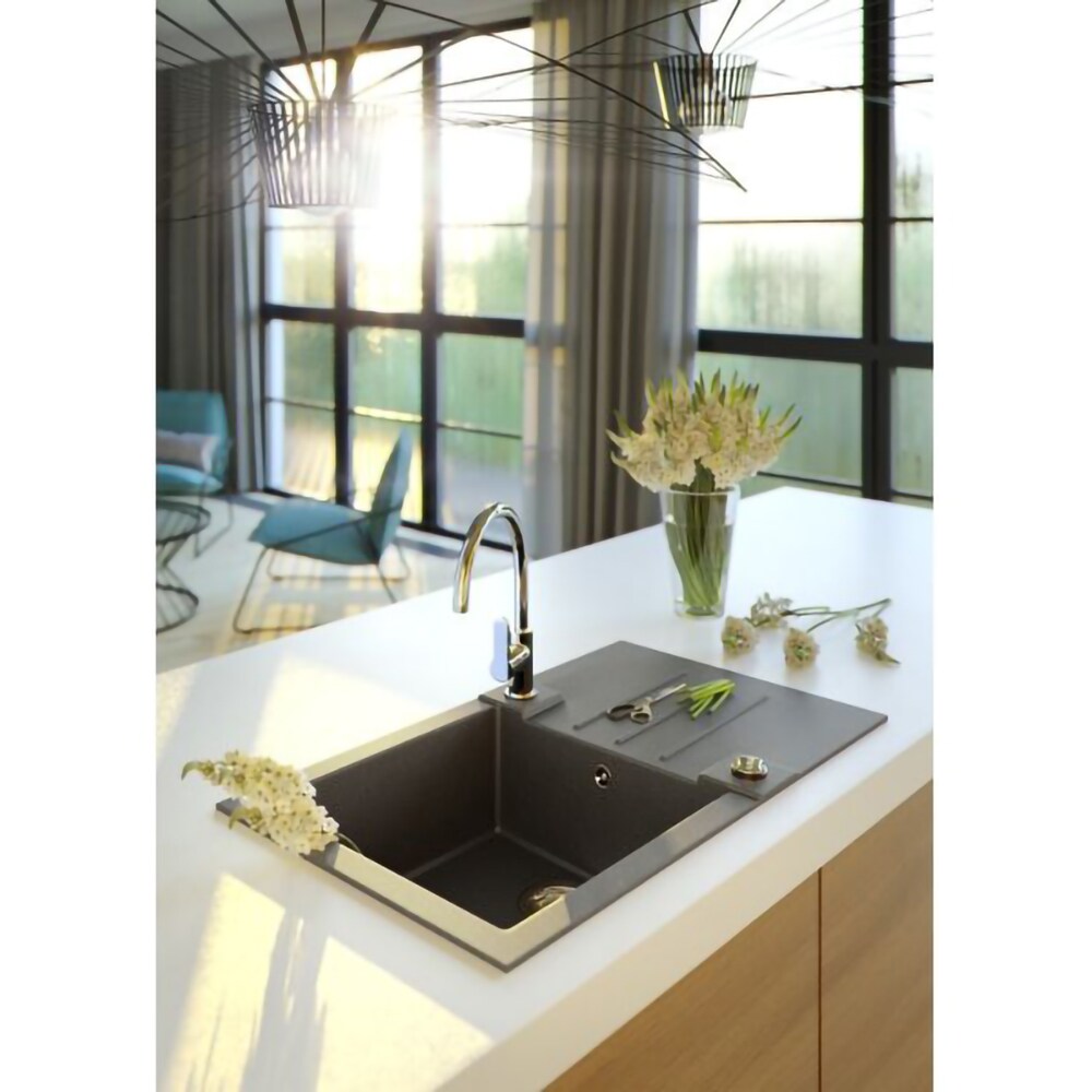 Chiuveta bucatarie ALVEUS Rock 130 G91, 1 cuva, compozit granit, negru