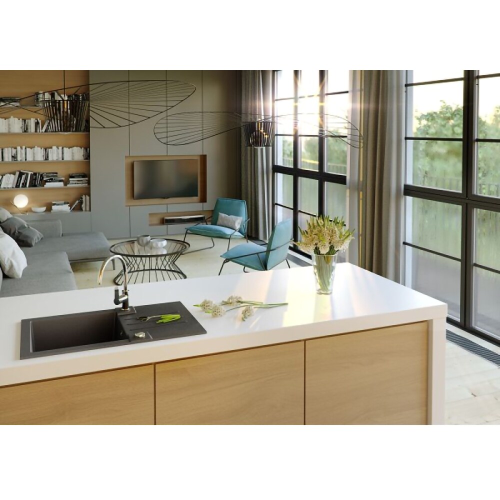 Chiuveta bucatarie ALVEUS Rock 130 G91, 1 cuva, compozit granit, negru