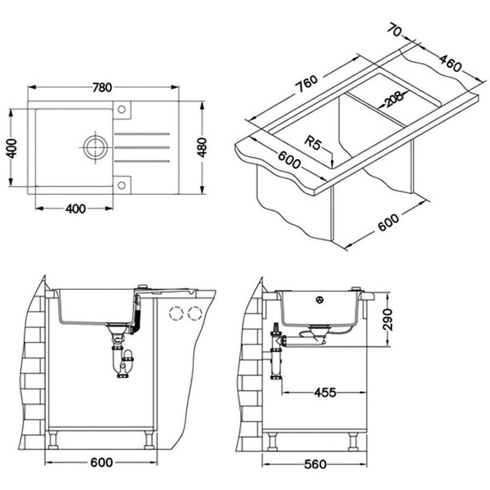 Chiuveta bucatarie ALVEUS Rock 130 G91, 1 cuva, compozit granit, negru