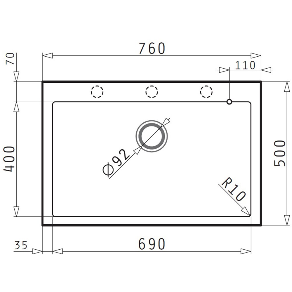Pachet chiuveta PYRAMIS Altexia Diamond Square 76, compozit granit + baterie, negru
